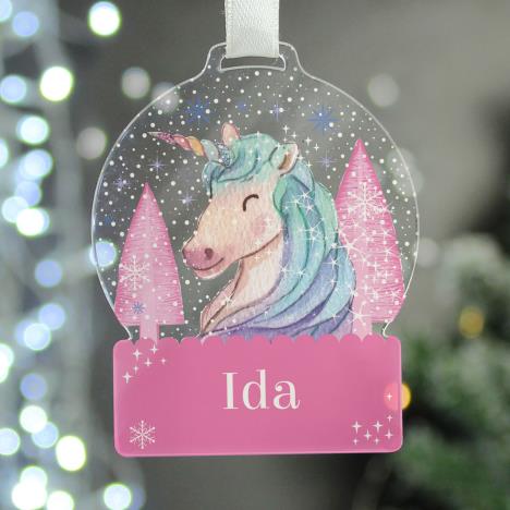 Personalised Unicorn Acrylic Snowglobe Decoration Extra Image 2
